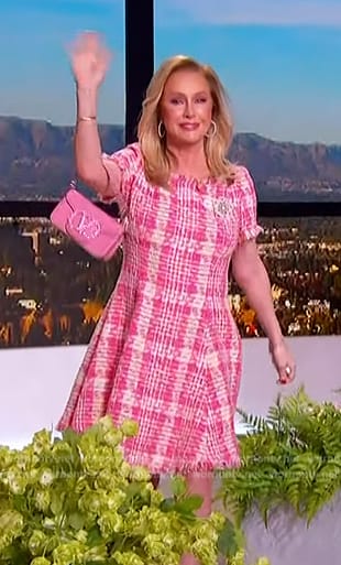 Kathy Hilton's pink tweed plaid dress on The Jennifer Hudson Show