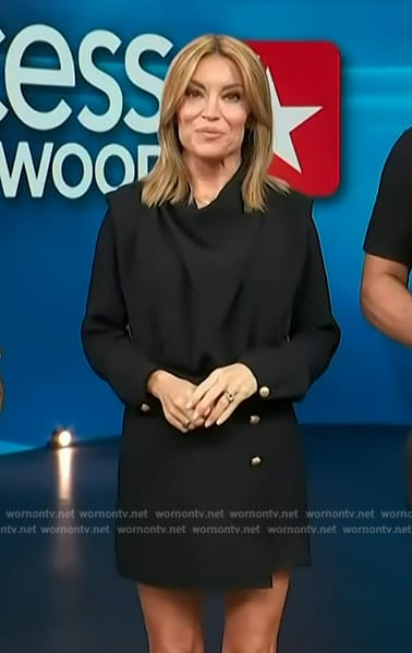 Kit's black draped mini dress on Access Hollywood
