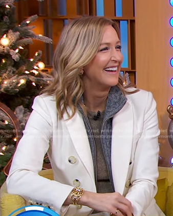 Lara's white double breasted blazer on Good Morning America