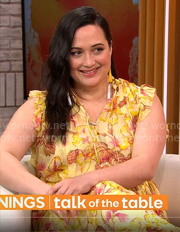 Lily Gladstone's yellow floral dress on CBS Mornings