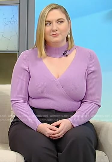 Lily Womble's lilac cutout sweater on Tamron Hall Show