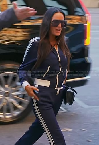 Lisa's navy striped track jacket and pants on The Real Housewives of Salt Lake City