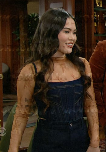 Luna's lace top and denim bustier top on The Bold and the Beautiful