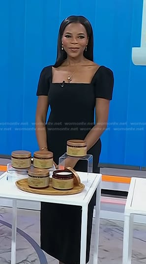 Dr. Michelle Henry's black square neck dress and pumps on Today