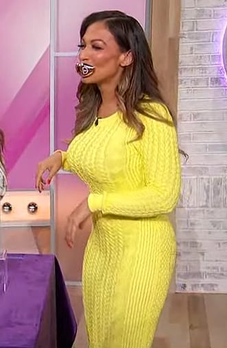 Milly Almodovar's yellow cable knit dress on Sherri