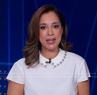 Mireya Villarreal's white embellished collar top on Good Morning America