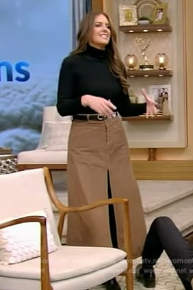 Monica Mangin's brown corduroy skirt on Live with Kelly and Mark