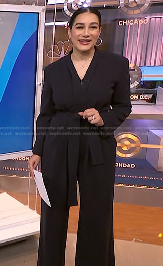 Morgan's black belted jumpsuit on NBC News Daily