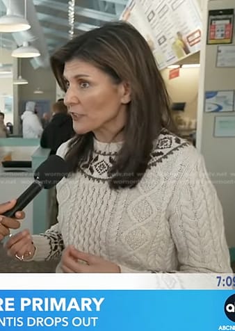 Nikki Haley's cable knit sweater on Good Morning America