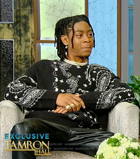 Rj Cyler's black paisley sweater on Tamron Hall Show