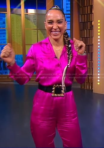 Robin Arzon's fuchsia satin jumpsuit on Good Morning America