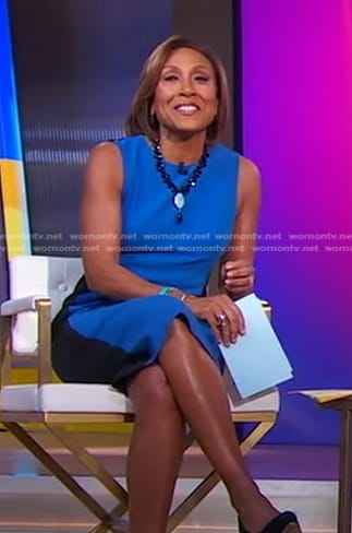 Robin's blue and black colorblock dress on Good Morning America