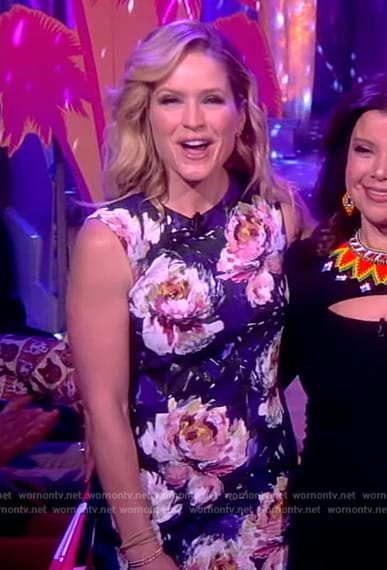Sara's blue floral print sleeveless dress on The View