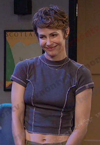 Sarah's grey cropped tee on Days of our Lives