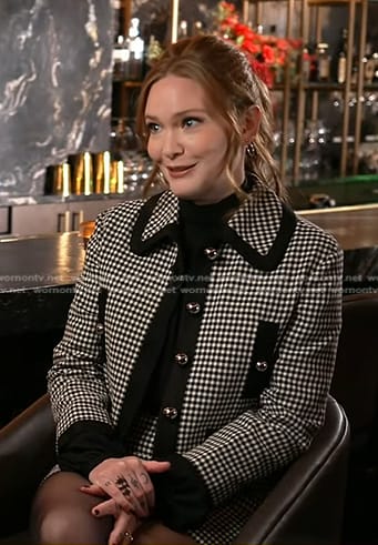 Sarah J. Maas's black checked blazer and mini skirt on Today