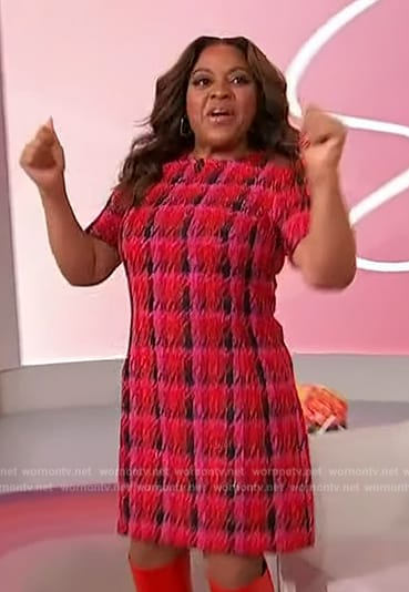 Sherri's red check tweed dress on Sherri