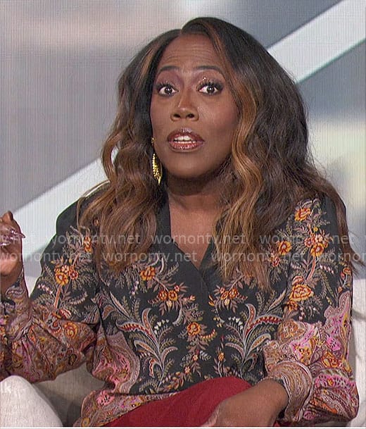 Sheryl's black floral blouse on The Talk
