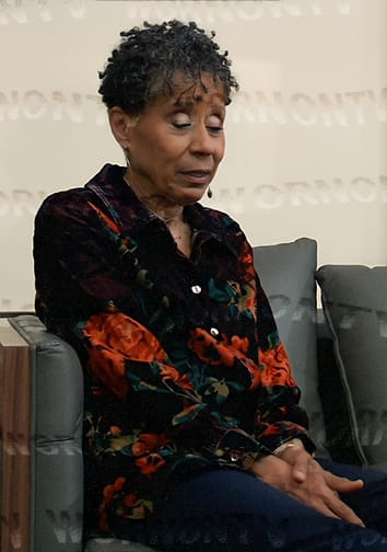 Stella's floral velvet button down blouse on General Hospital