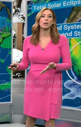 Stephanie Abram's pink wrap dress on CBS Mornings
