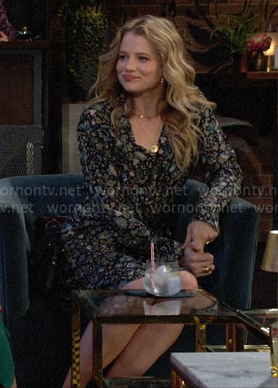 Summer's green floral long sleeved dress on The Young and the Restless