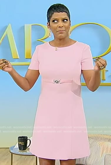 Tamron's pink mini dress on Tamron Hall Show