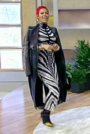 Teyana Taylor's zebra stripe dress on Tamron Hall Show