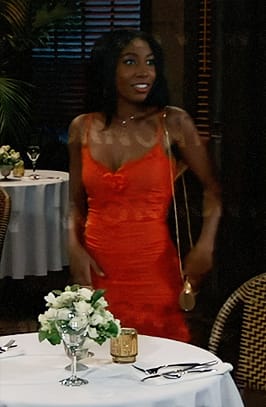 Trina's red lace mini dress in Paris on General Hospital