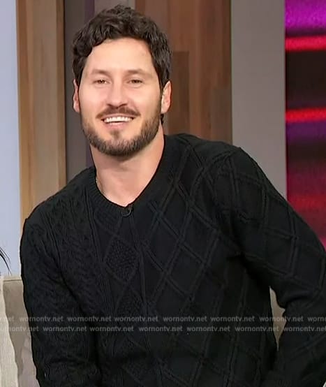Val Chmerkovskiy's black cable knit sweater on Sherri