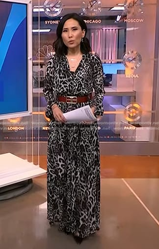 Vicky's grey leopard maxi dress on NBC News Daily
