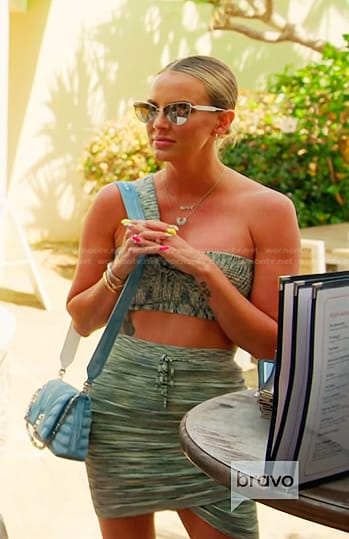 Whitney's green space dye top and skirt on The Real Housewives of Salt Lake City