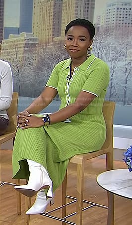 Zinhle Essamuah's green contrast trim polo dress on Today