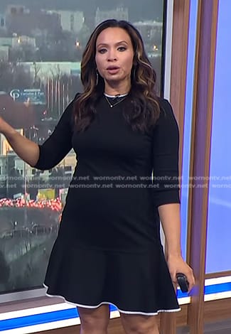 Adelle's black ruffle hem dress on Today