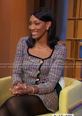 A'ja Wilson's double breasted tweed dress on Good Morning America