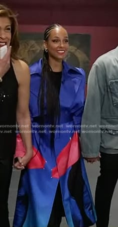 Alicia Keys's blue and pink trench coat on Today