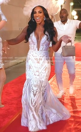 Annemarie's white embellished maxi dress on The Real Housewives of Beverly Hills