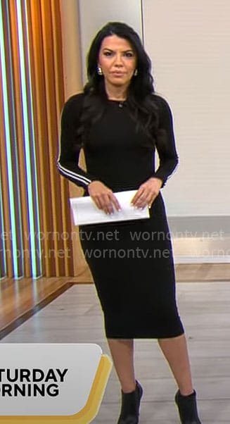 Astrid Martinez's black dress with side stripes on CBS Mornings