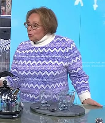 Barbara Costello's purple zig zag turtleneck sweater on Today