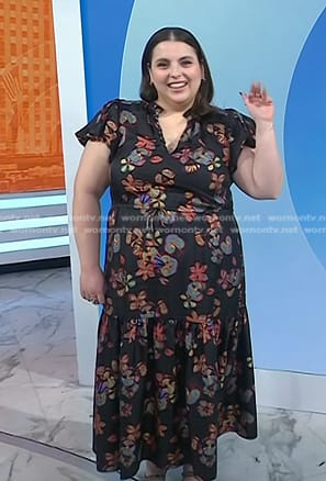 Beanie Feldstein's black floral dress on Today