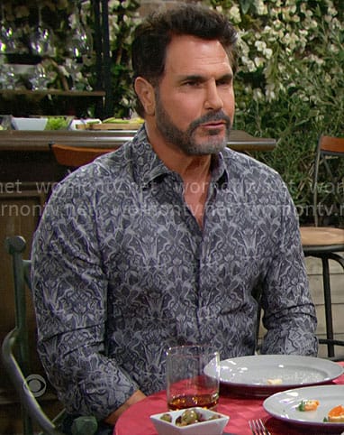Bill's grey printed button down shirt on The Bold and the Beautiful