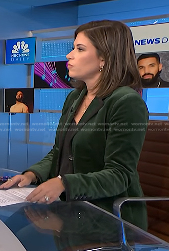 Chloe's green velvet blazer on NBC News Daily