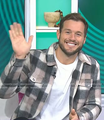 Colton Underwood's plaid zip front shirt on Today