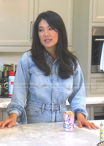 Crystal's denim jumpsuit on The Real Housewives of Beverly Hills