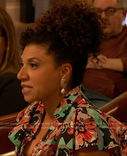 Damona Hoffman's floral ruffle dress on The Drew Barrymore Show