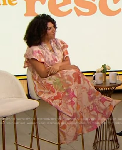 Damona Hoffman's floral print maxi dress on The Drew Barrymore Show