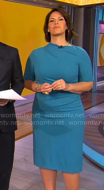 Dana Jacobson's teal slash-neck dress on CBS Mornings