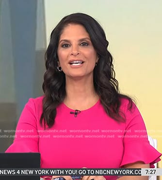 Darlene's pink ruffle short sleeve dress on Today