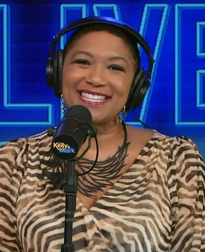 Deja Vu's zebra stripe wrap dress on Live with Kelly and Mark