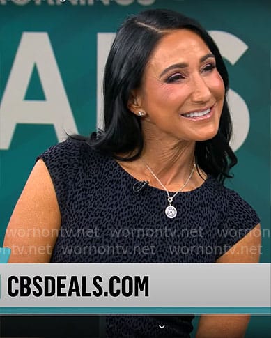 Elizabeth Werner's blue leopard print peplum dress on CBS Mornings
