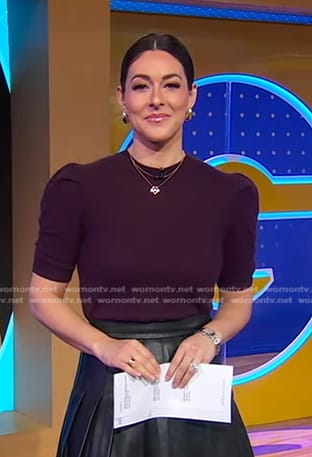 Erielle's purple ruched sleeve sweater on Good Morning America
