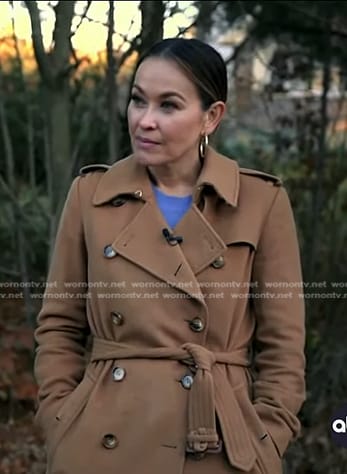 Eva's brown wool trench coat on Good Morning America